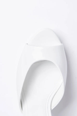 Mule Plataforma Jasmine Couro Verniz Branco Mule Larroudé