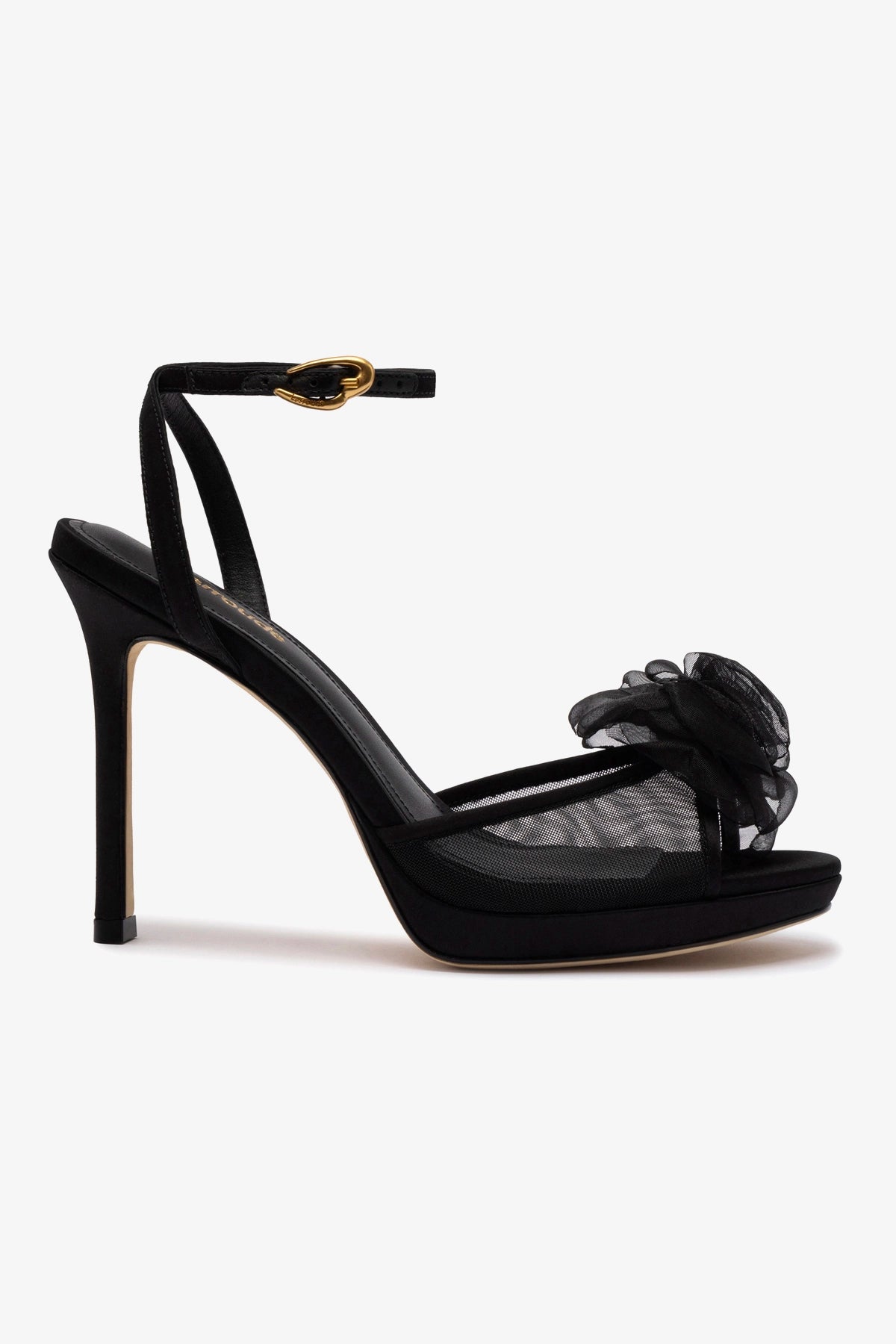 Salma Platform Sandal In Black Satin