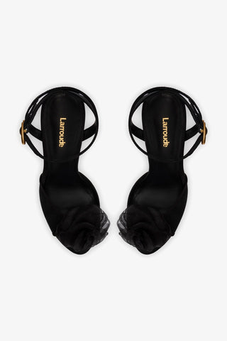 Salma Platform Sandal In Black Satin