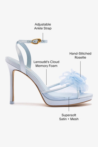 Salma Platform Sandal In Cerulean Blue Satin