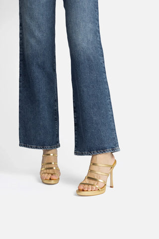 Sandália Plataforma Sasha Couro Dourado