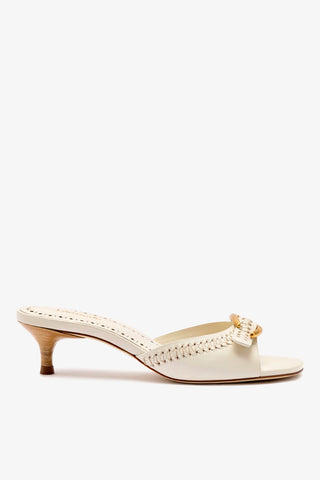 Mule Verona Couro Off White Sandal Larroudé