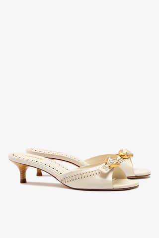 Mule Verona Couro Off White Sandal Larroudé