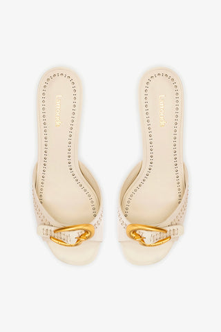 Mule Verona Couro Off White Sandal Larroudé
