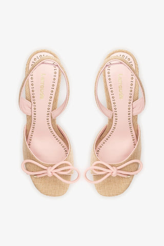 Sandália Lady Ráfia Bege e Couro Rosa Womens - Shoes - Sandals Larroudé