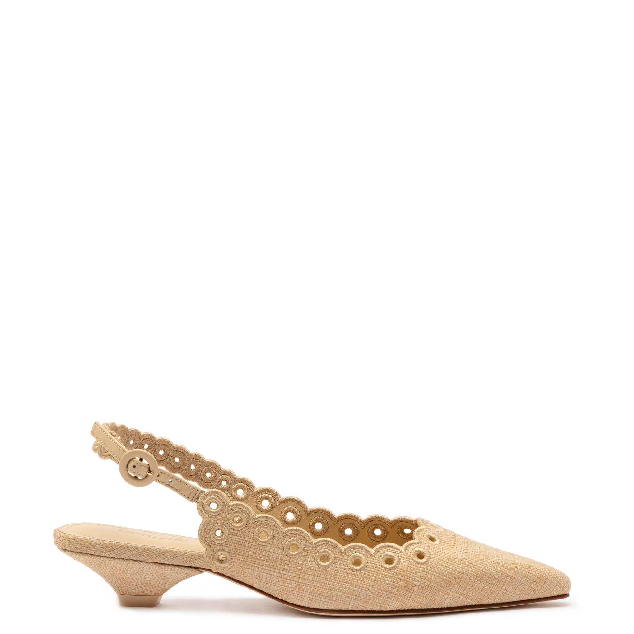 Florence Broderie Pump In Beige Raffia