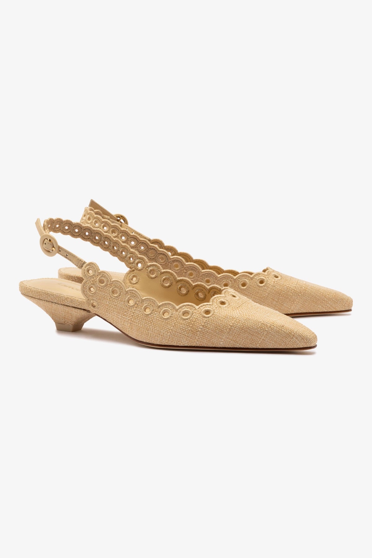 Florence Broderie Pump In Beige Raffia