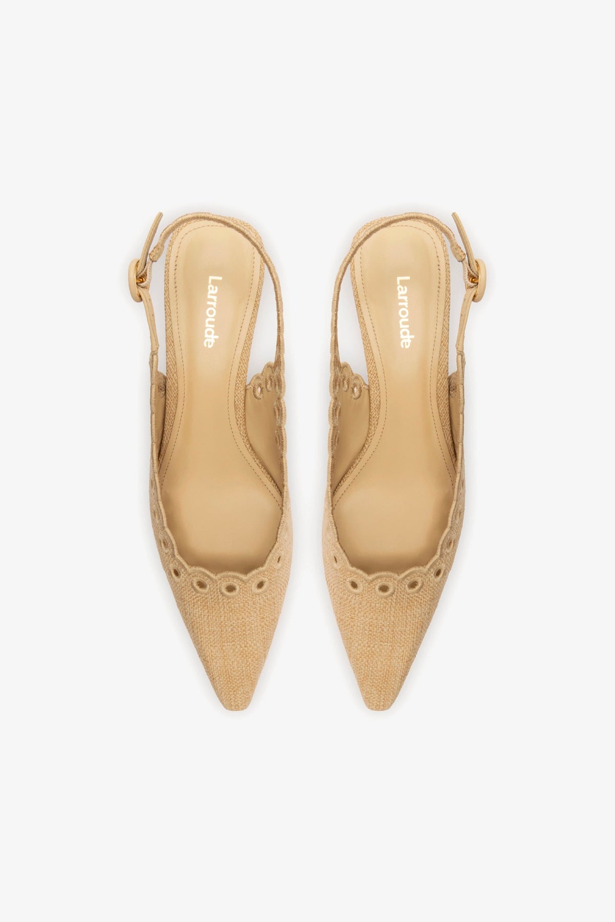 Florence Broderie Pump In Beige Raffia