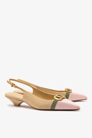 Slingback Franca Ráfia Bege Womens - Shoes - Pumps Larroudé