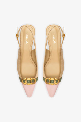 Slingback Franca Ráfia Bege Womens - Shoes - Pumps Larroudé