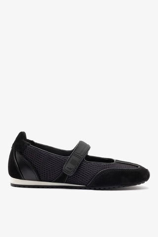 Sapatilha Devon Camurça, Tela e Couro Preto Womens - Shoes - Flats Larroudé