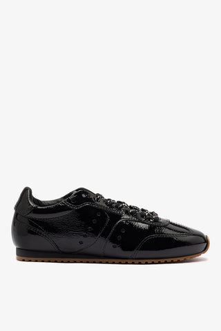 Tênis Stella Couro Verniz Preto Sneaker Larroudé
