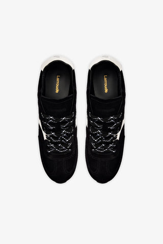 Tênis Stella Camurça Preto e Couro Branco