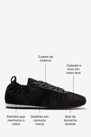 Tênis Stella Lite Nylon e Camurça Preto Womens - Shoes - Sneakers Larroudé