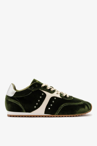 Tênis Stella Veludo Verde Sneaker Larroude