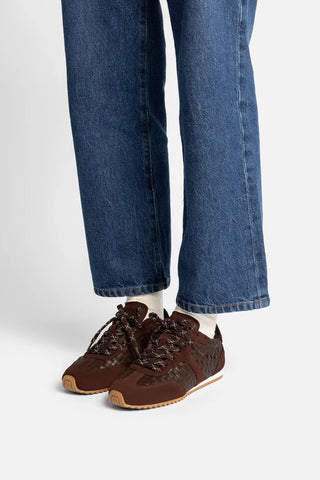 Tênis Stella Macramê Couro e Camurça Marrom