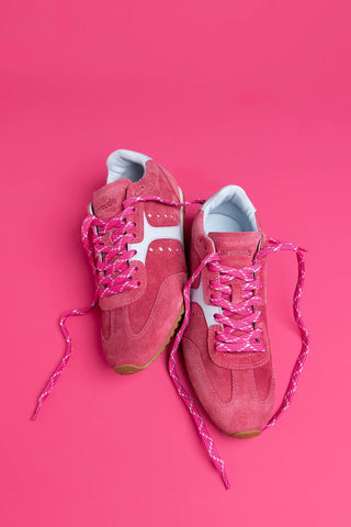 Tênis Stella Camurça Rosa e Couro Azul