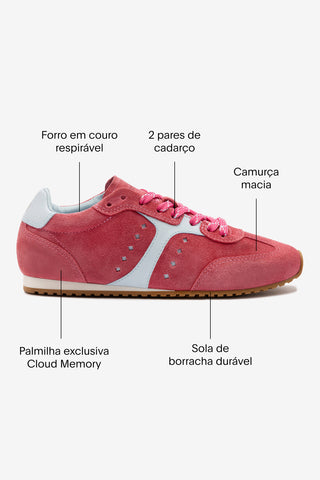 Tênis Stella Camurça Rosa e Couro Azul