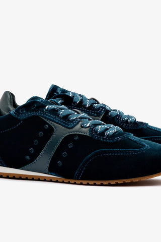 Tênis Stella Veludo e Couro Azul