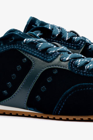 Tênis Stella Veludo e Couro Azul