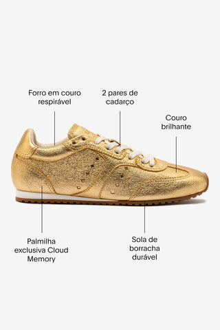 Tênis Stella Couro Dourado