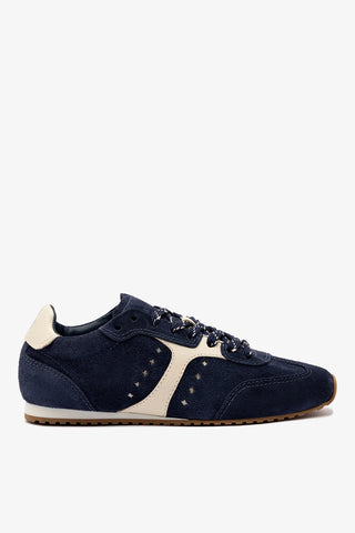Tênis Stella Camurça Azul e Couro Off White