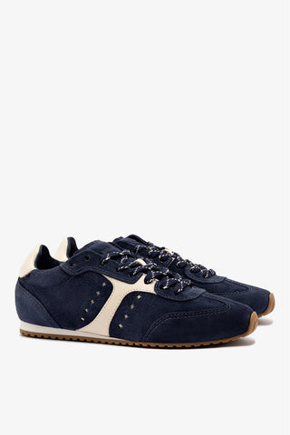 Tênis Stella Camurça Azul e Couro Off White