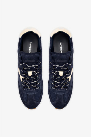 Tênis Stella Camurça Azul e Couro Off White