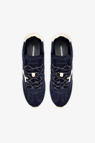 Tênis Stella Camurça Azul e Couro Off White