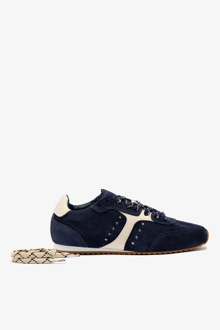 Tênis Stella Camurça Azul e Couro Off White