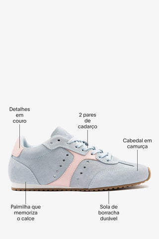 Tênis Stella Camurça Azul-claro Sneaker Larroudé