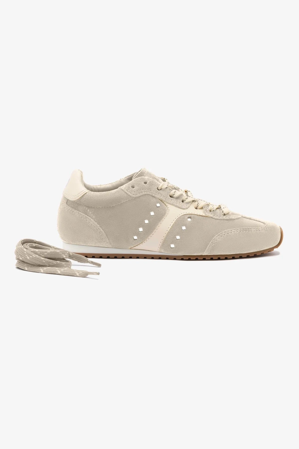 Stella Sneaker In Mushroom Grey Suede and Ivory Leather