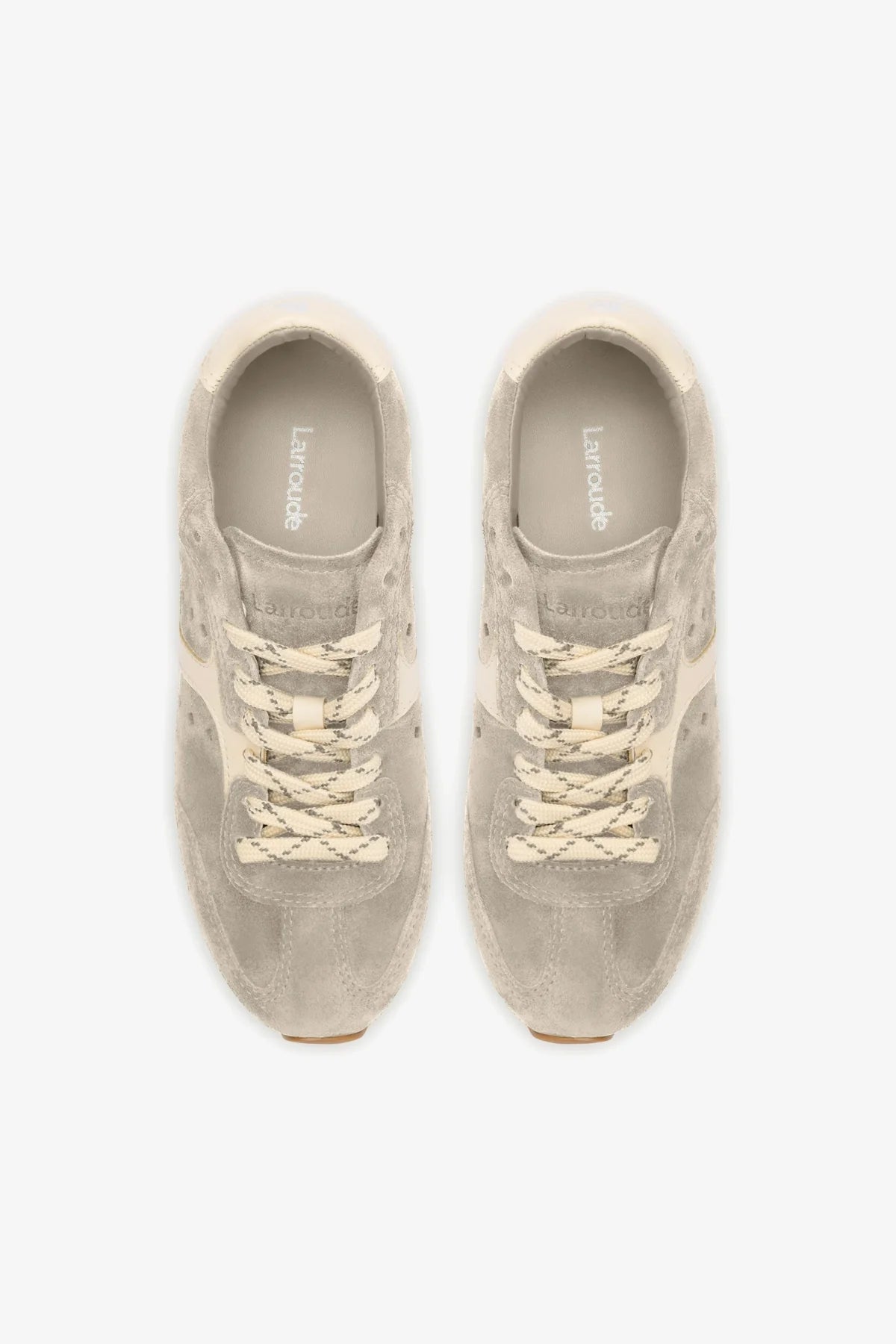 Stella Sneaker In Mushroom Grey Suede and Ivory Leather