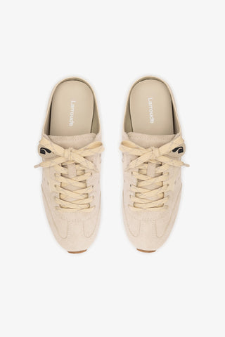 Mule Stella Camurça Cinza e Couro Off White