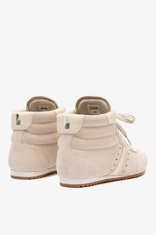 Tênis Cano Médio Stella Camurça Cinza e Couro Off White