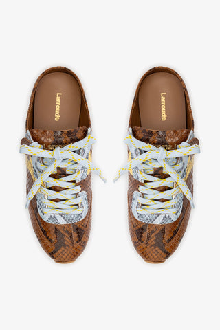 Mule Stella Couro Cobra Marrom, Couro Cobra Azul e Couro Cobra Amarelo