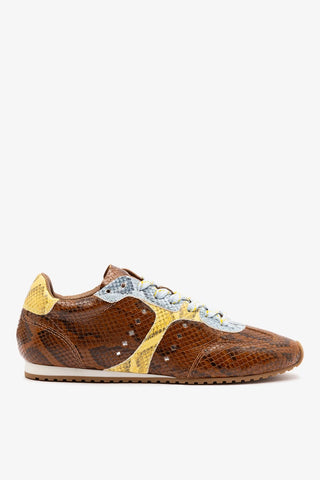 Tênis Stella Couro Cobra Marrom Sneaker Larroudé