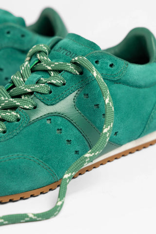 Tênis Stella Camurça e Couro Verde Sneaker Larroudé