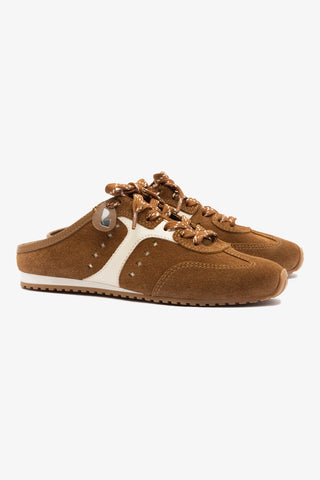Mule Stella Camurça Terracota e Couro Off White