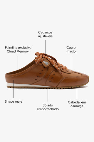 Mule Stella Couro Caramelo