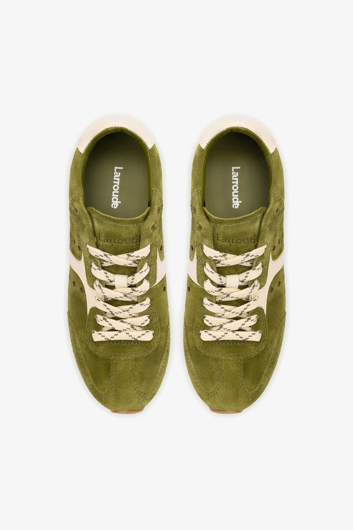 Stella Sneaker In Seaweed Suede and Ivory Leather