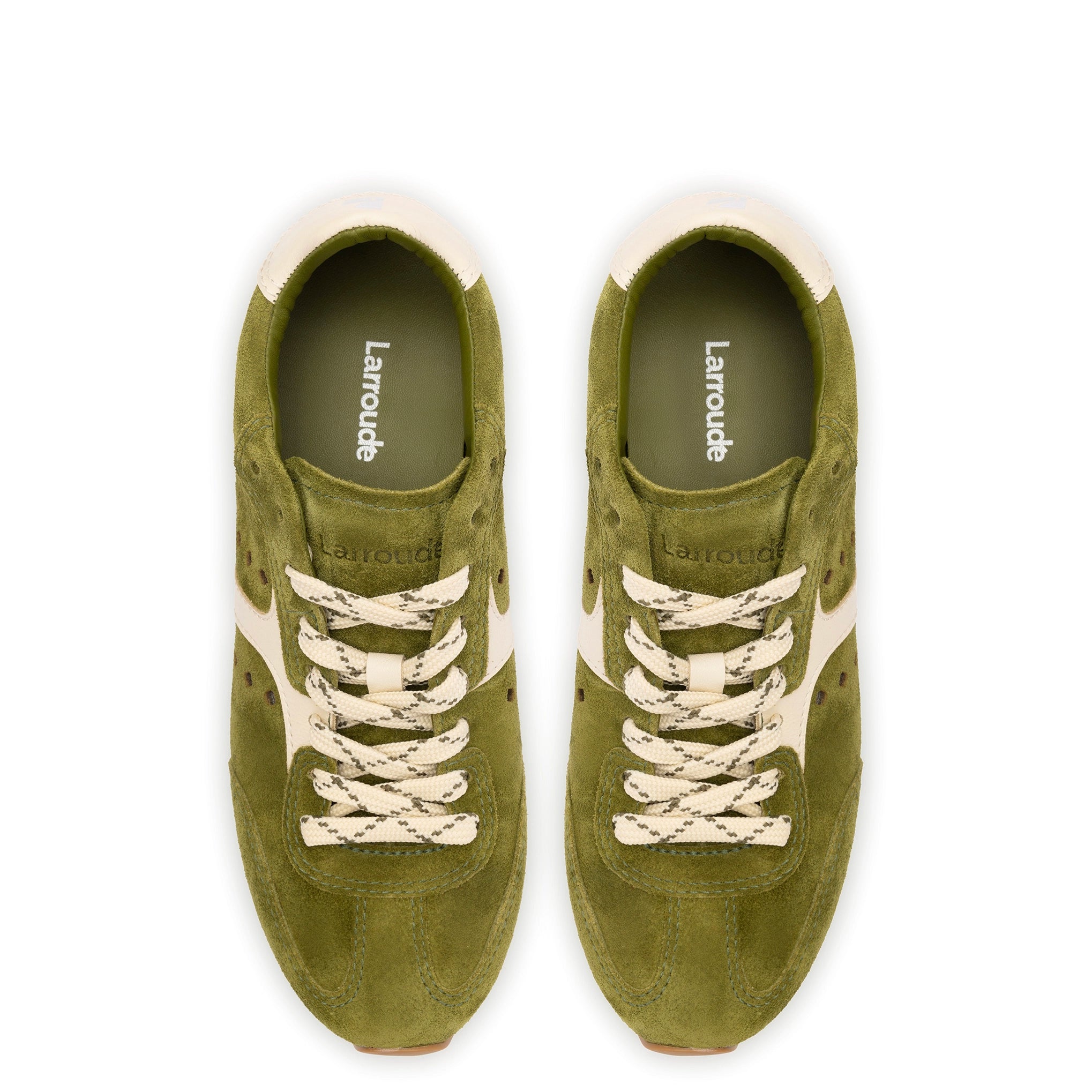 Stella Sneaker In Seaweed Suede and Ivory Leather