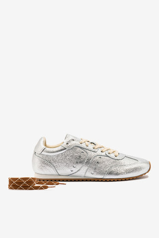 Tênis Stella Couro Prateado Sneaker Larroudé