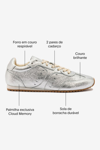 Tênis Stella Couro Prateado