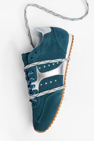 Tênis Stella Camurça Azul-petróleo Sneaker Larroudé