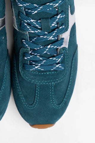 Tênis Stella Camurça Azul-petróleo Sneaker Larroudé