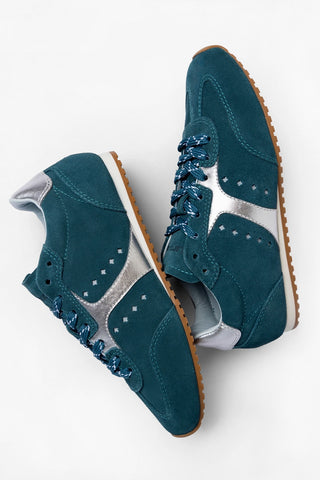 Tênis Stella Camurça Azul-petróleo Sneaker Larroudé