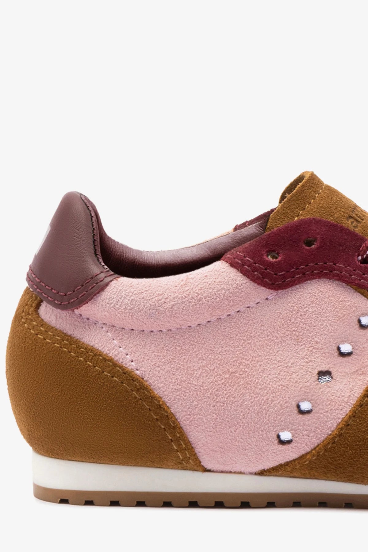 Stella Sneaker In Tulip, Russet and Wine Suede and Silver Metallic Leather