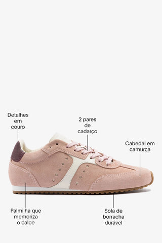 Tênis Stella Camurça Rosa Sneaker Larroudé