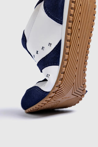 Tênis Stella Couro Branco e Camurça Azul